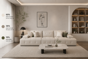 Cách Phối Màu Sofa Giường Phòng Khách Chuẩn Quy Tắc 60-30-10