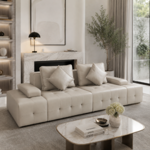 Cách phối sofa giường phòng khách chuẩn phong cách Quiet Luxury